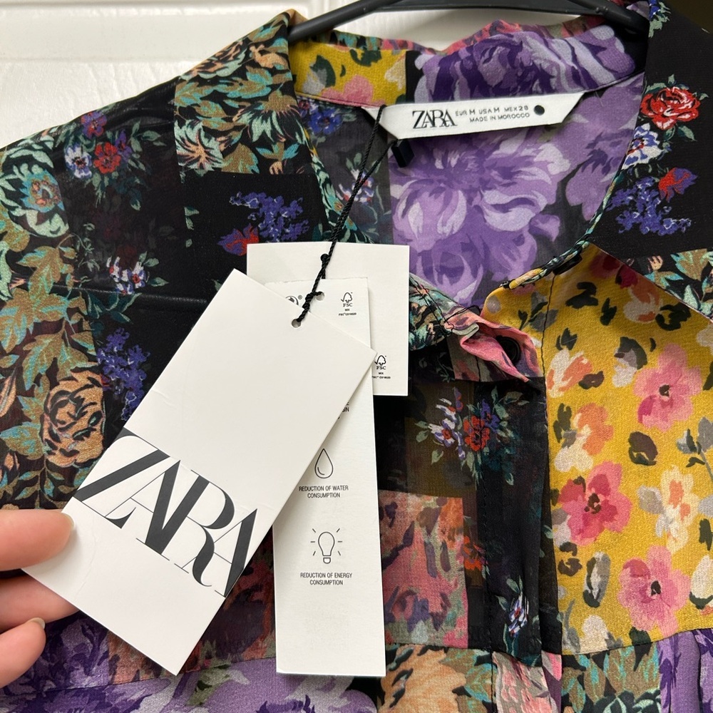 NWT Zara The Amelie Patchwork Floral Shirt | Whimsigoth Blouse | M - Picture 7 of 12